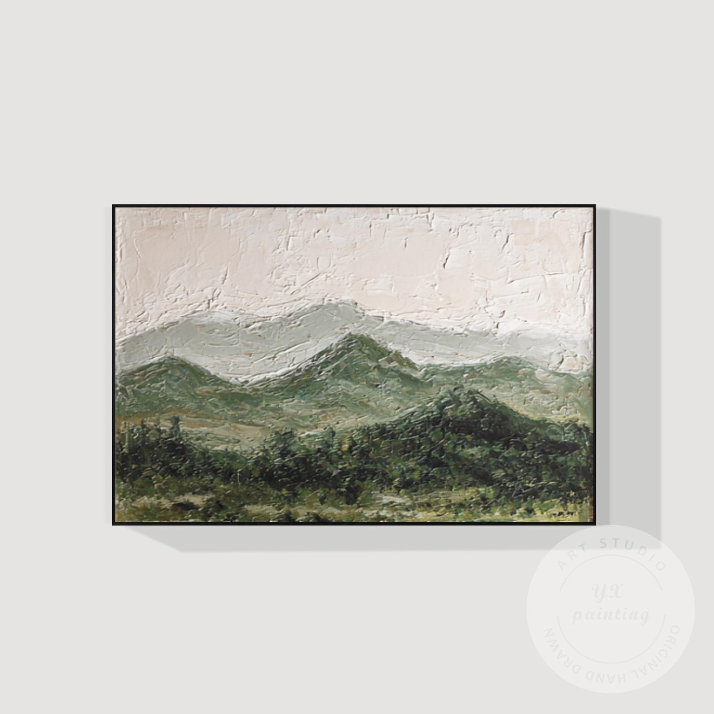 Great Smoky Mountains Landscape Textured Painting, Original Green Painting on Ca #7
