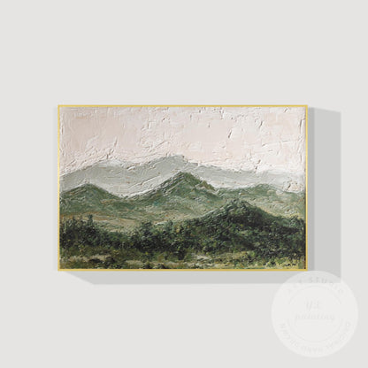 Great Smoky Mountains Landscape Textured Painting, Original Green Painting on Ca #9