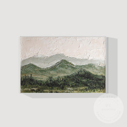 Great Smoky Mountains Landscape Textured Painting, Original Green Painting on Ca #10