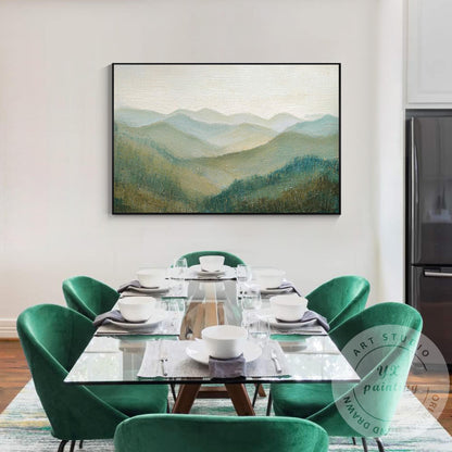 Great Smoky Mountains Wall Art Textured Painting, Green Landscape Canvas, Extra  #4