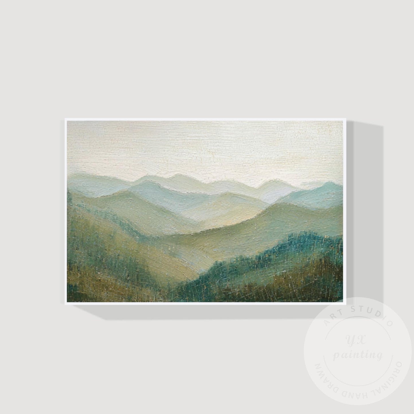 Great Smoky Mountains Wall Art Textured Painting, Green Landscape Canvas, Extra  #6