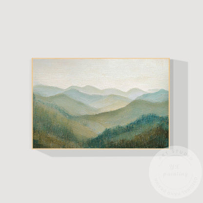 Great Smoky Mountains Wall Art Textured Painting, Green Landscape Canvas, Extra  #8