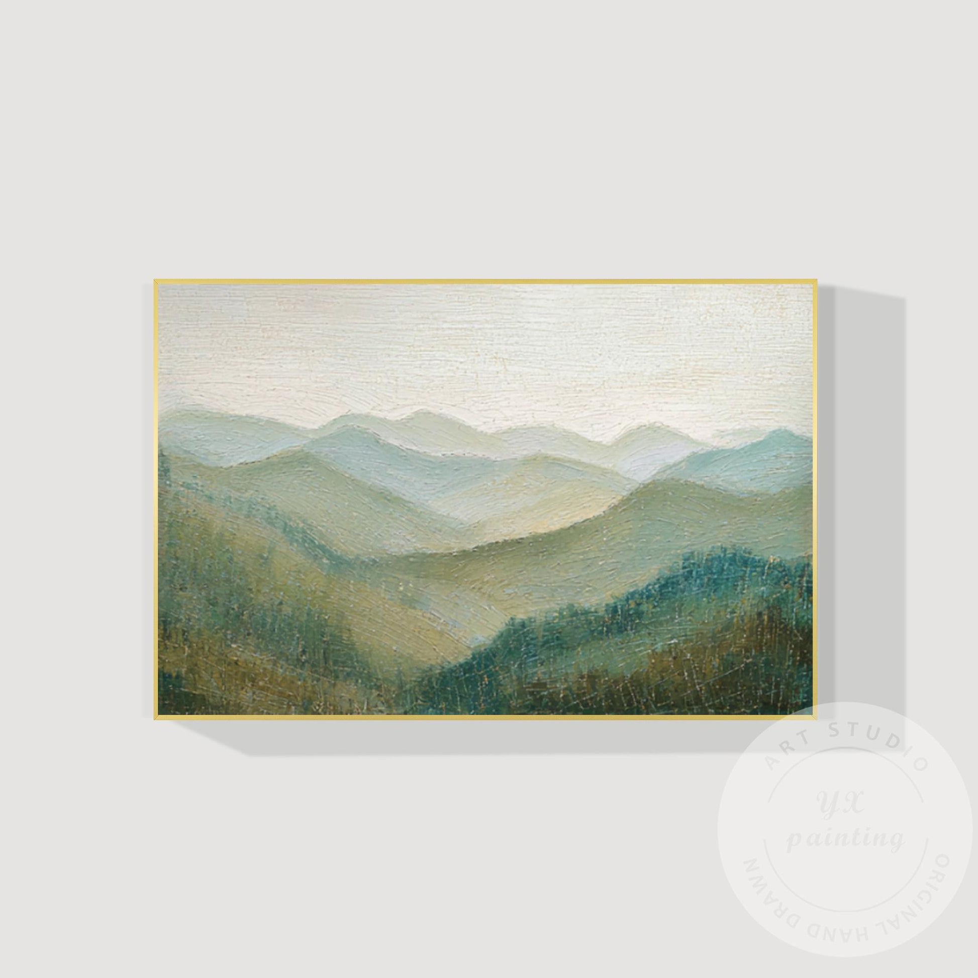 Great Smoky Mountains Wall Art Textured Painting, Green Landscape Canvas, Extra  #9