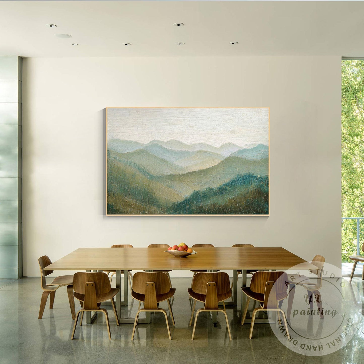Great Smoky Mountains Wall Art Textured Painting, Green Landscape Canvas, Extra  #1
