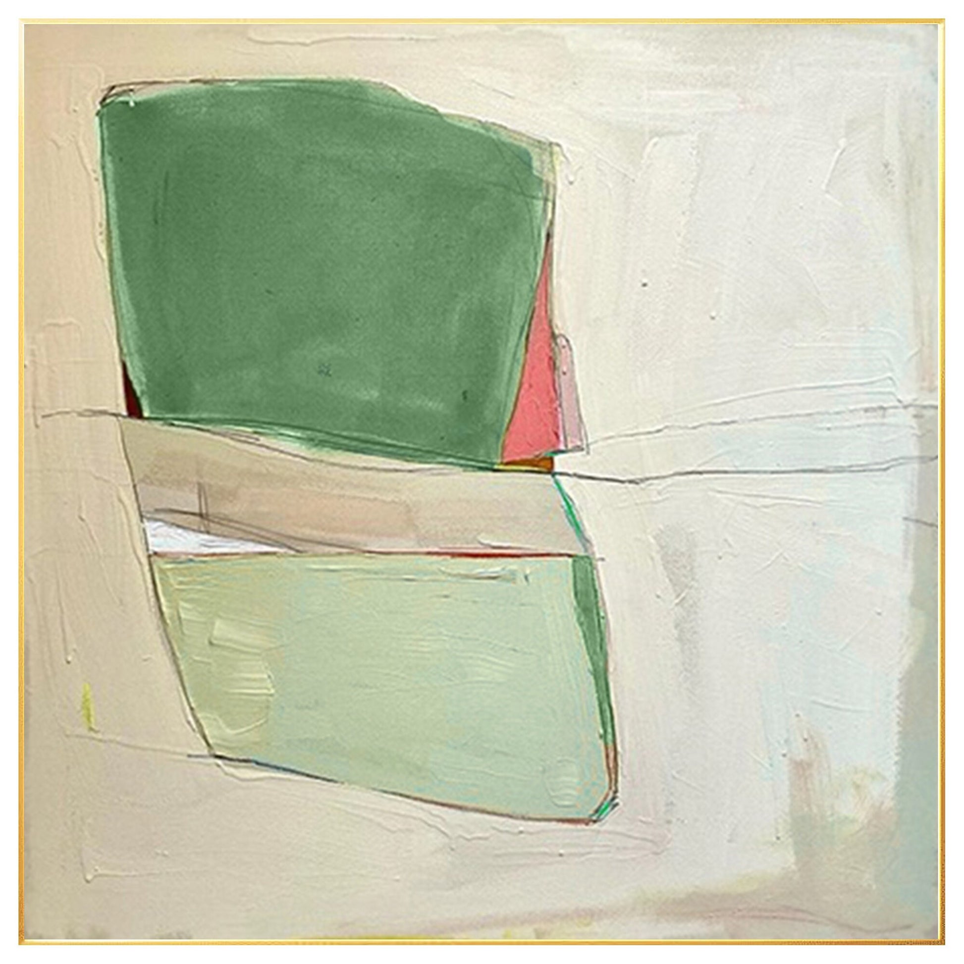Green Abstract Painting Minimalist Painting On Canvas, Square Wall Art Decor, Li #7