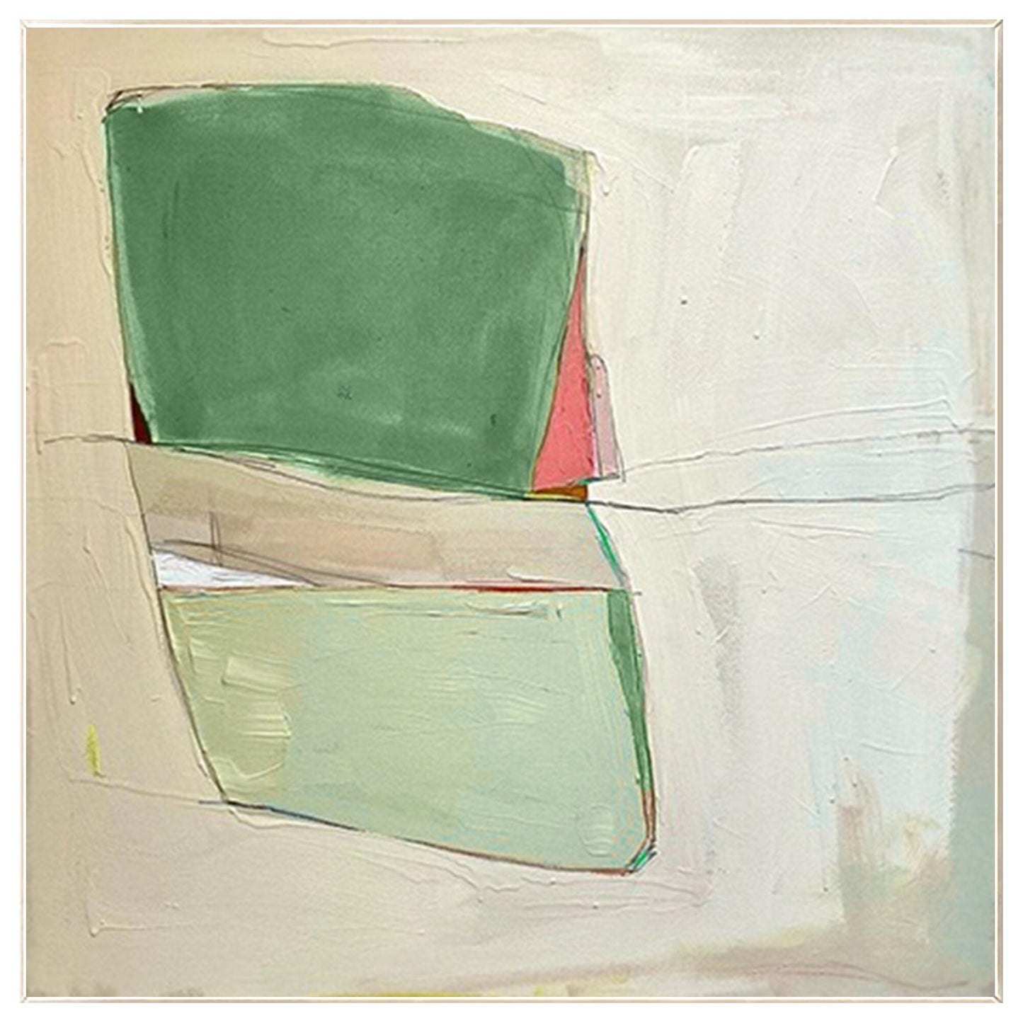 Green Abstract Painting Minimalist Painting On Canvas, Square Wall Art Decor, Li #8