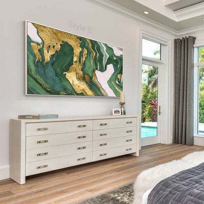 Green And Gold Abstract Textured Painting, Luxury Room Oversize Extra Large Gold #5