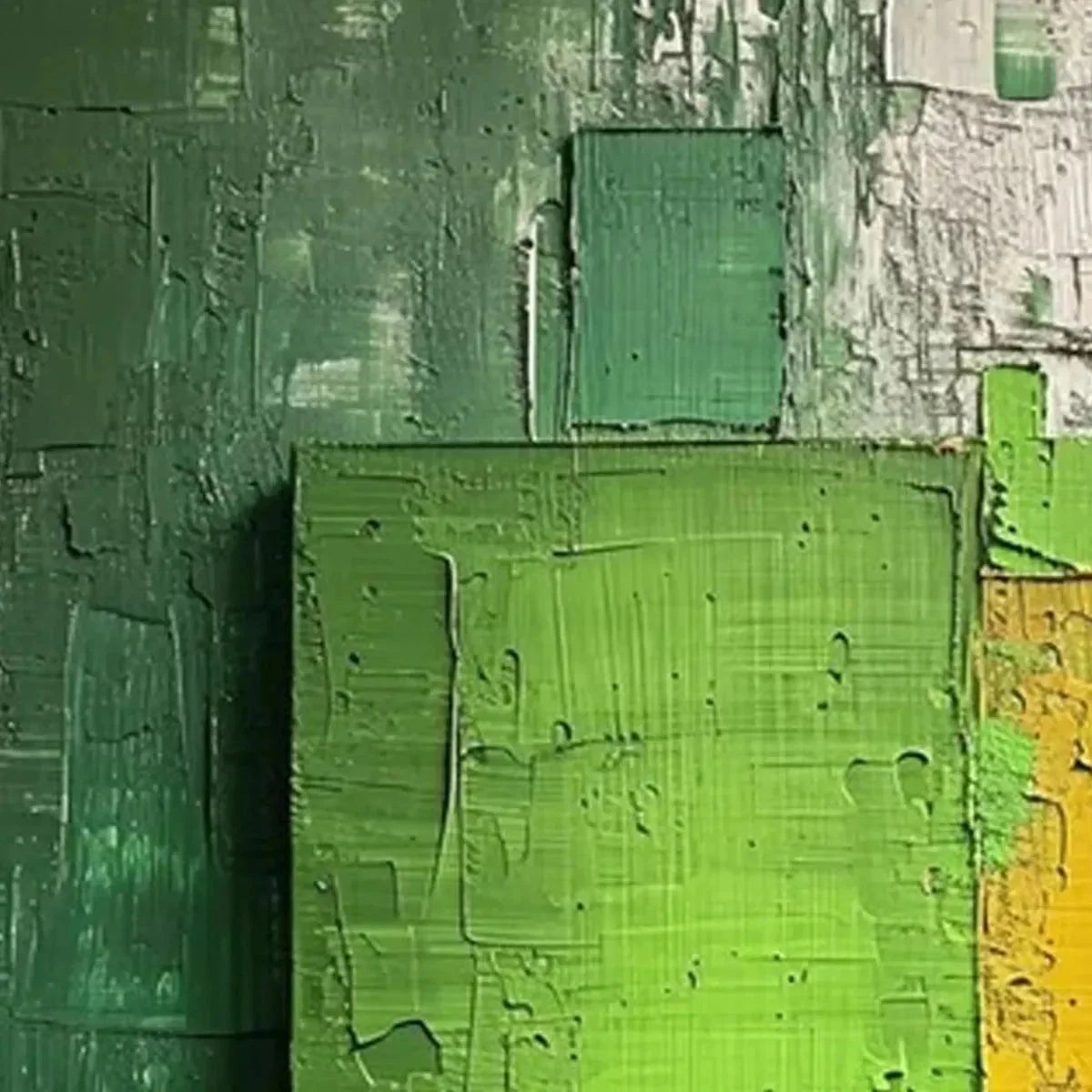 GREEN AND YELLOW TEXTURED BLOCKS: Impasto Abstract Painting, Vertical Wall Art | green palette, original oil on stretched canvas art