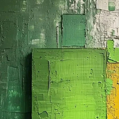 GREEN AND YELLOW TEXTURED BLOCKS: Impasto Abstract Painting, Vertical Wall Art | green palette, original oil on stretched canvas art