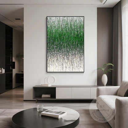 Green Beige Abstract 3D Textured Painting | Minimalist Line Art on Canvas | Larg #5