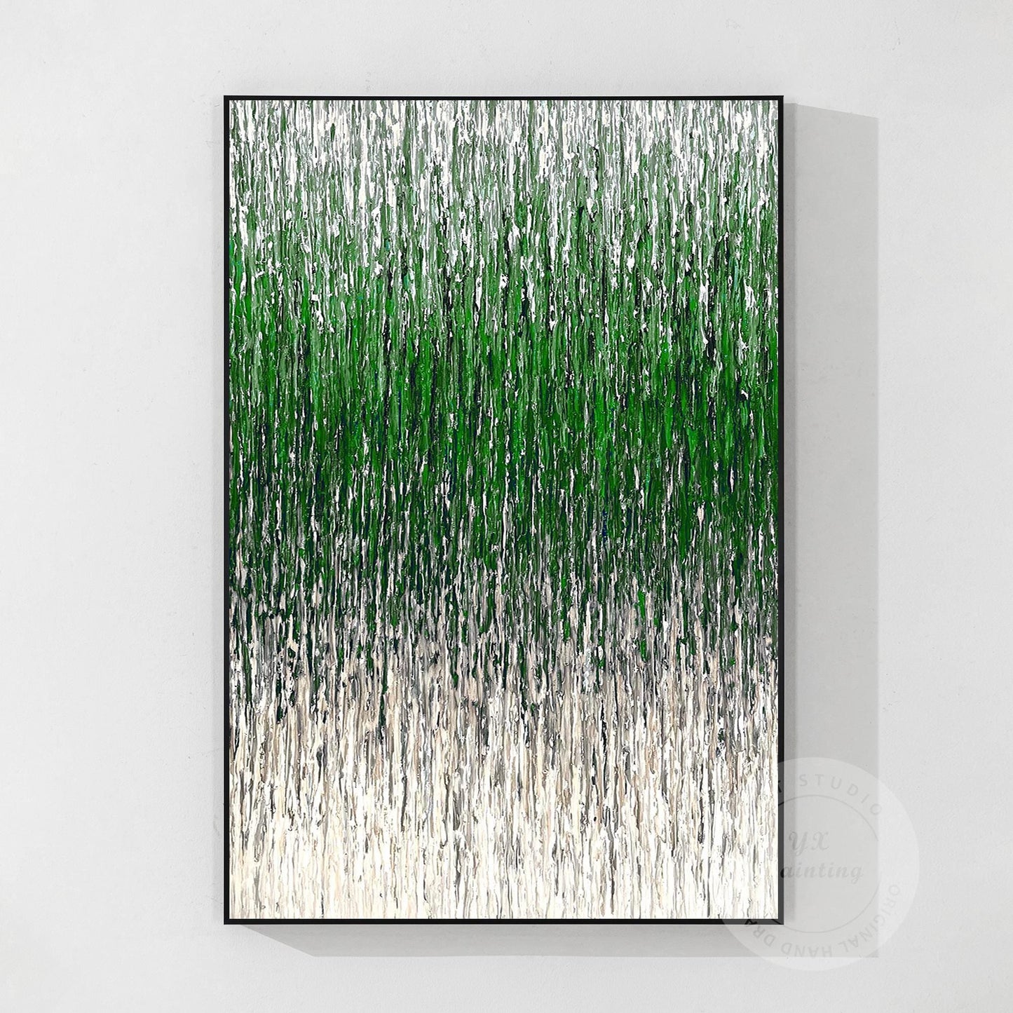 Green Beige Abstract 3D Textured Painting | Minimalist Line Art on Canvas | Larg #8