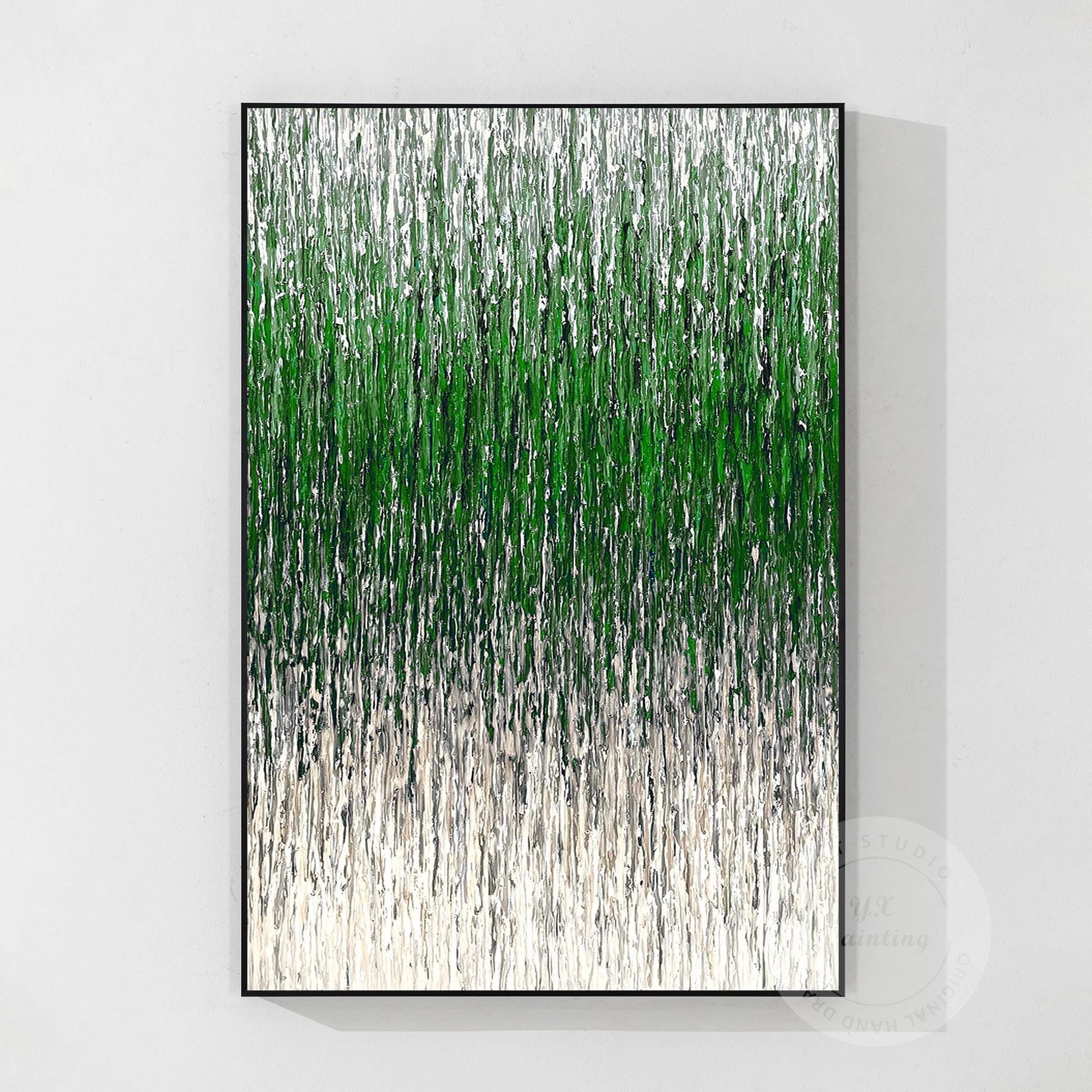 Green Beige Abstract 3D Textured Painting | Minimalist Line Art on Canvas | Larg #8