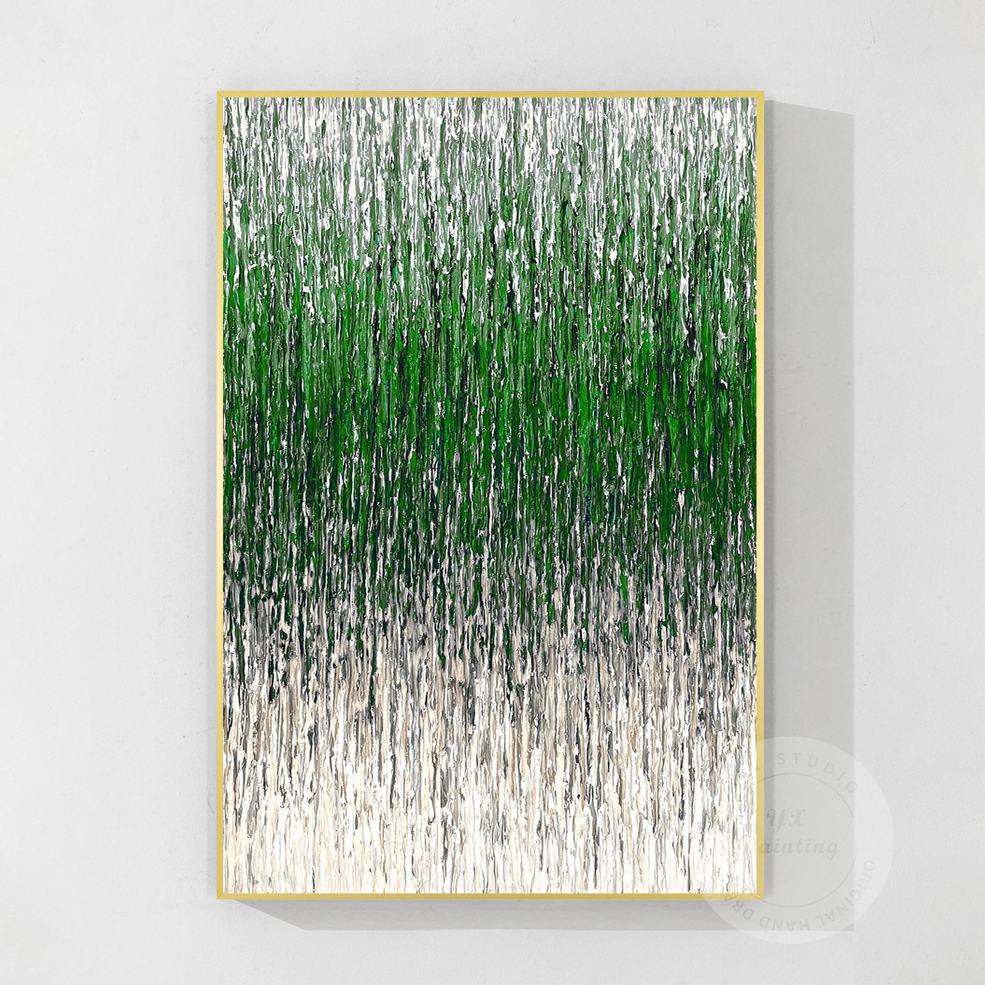 Green Beige Abstract 3D Textured Painting | Minimalist Line Art on Canvas | Larg #9