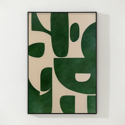 Green Beige Abstract Painting: Minimalist Modern Canvas Wall Art #7