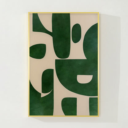 Green Beige Abstract Painting: Minimalist Modern Canvas Wall Art #8