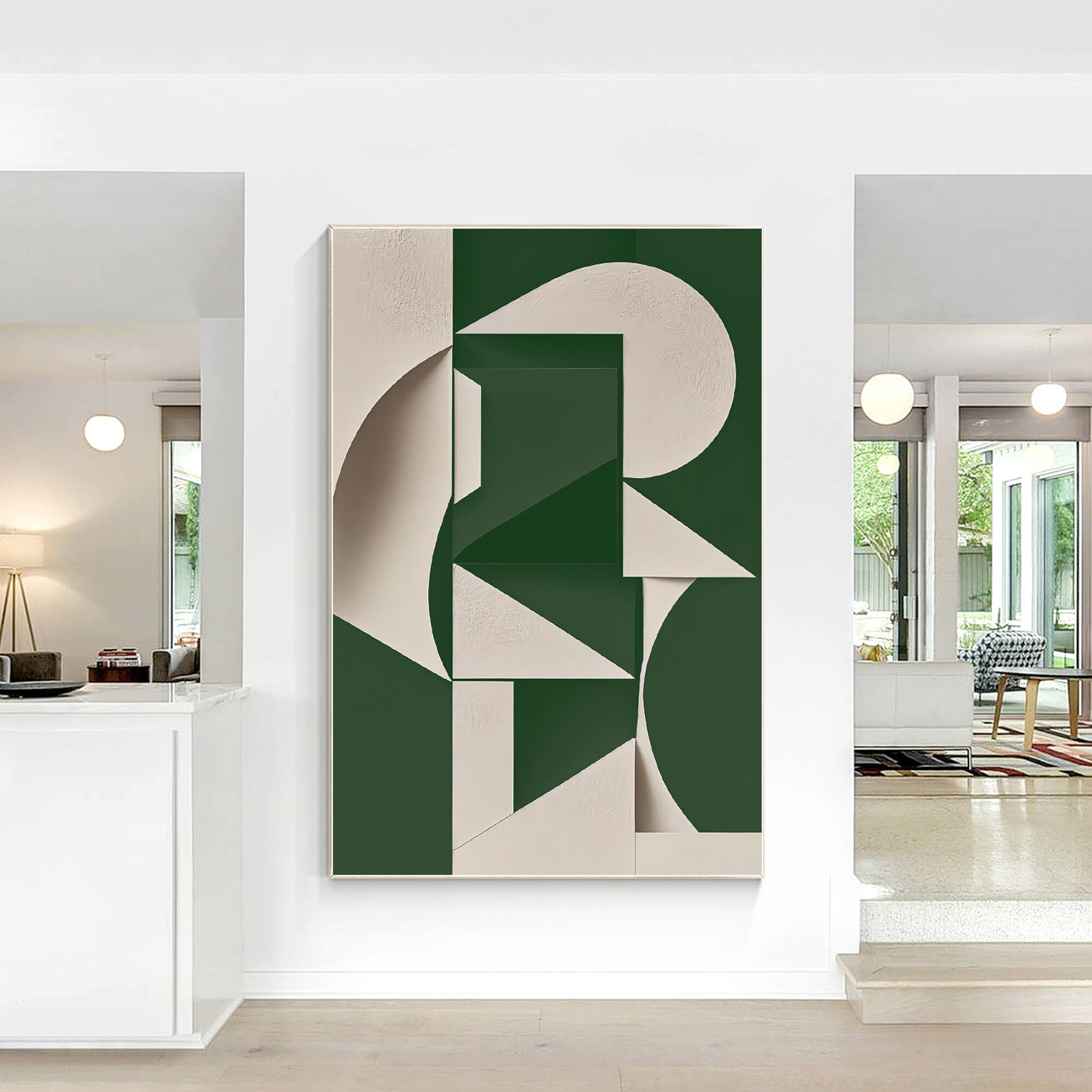 Green Beige Abstract Painting: Minimalist Modern Wall Art #2