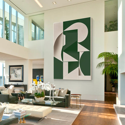 Green Beige Abstract Painting: Minimalist Modern Wall Art #3