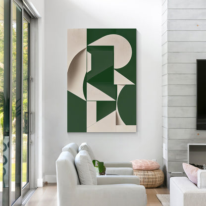 Green Beige Abstract Painting: Minimalist Modern Wall Art #4