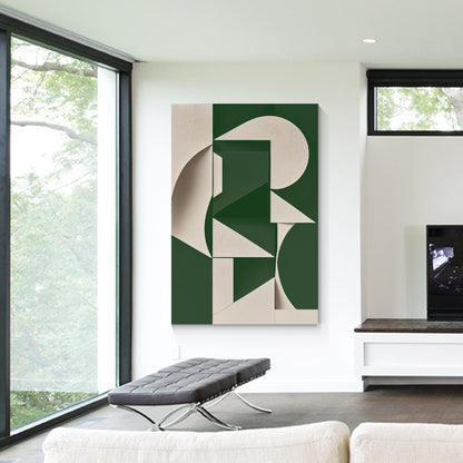 Green Beige Abstract Painting: Minimalist Modern Wall Art #5