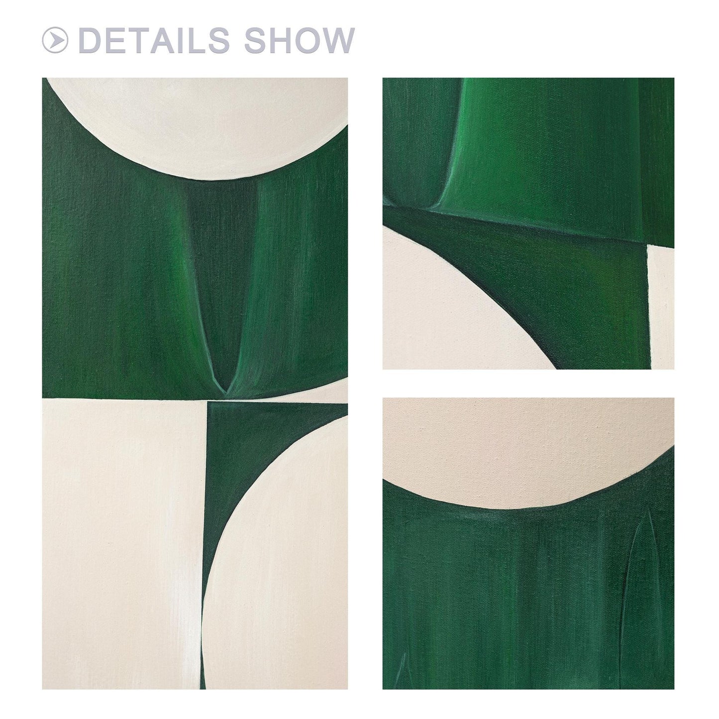 Green Beige Geometric Painting on Canvas: Minimalist Abstract Wall Art #6