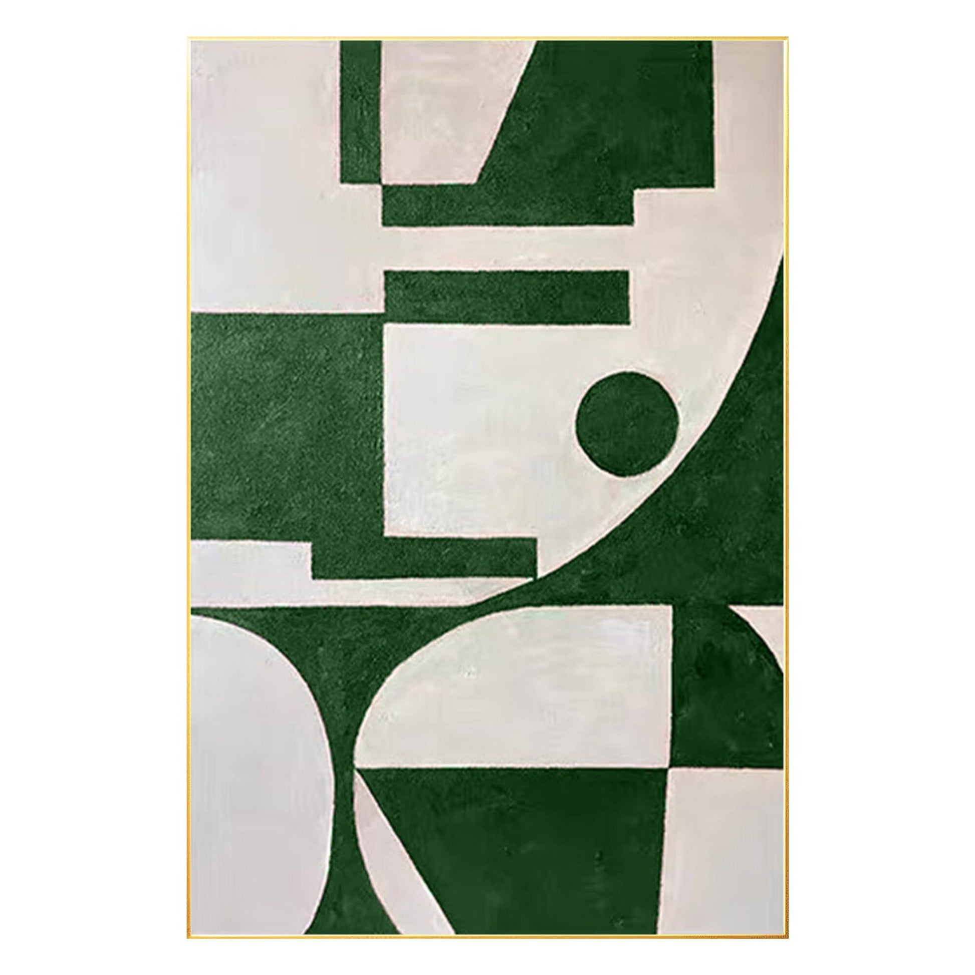 Green Geometric Painting: Minimalist Abstract Canvas Wall Art #7