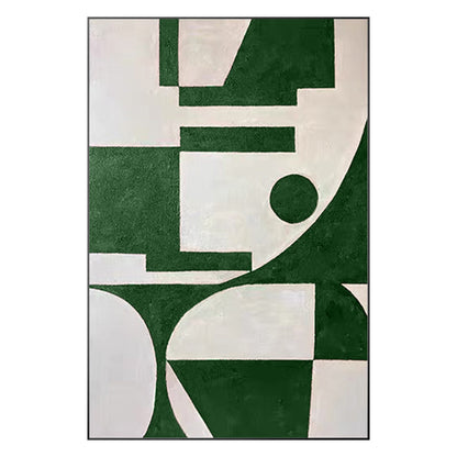Green Geometric Painting: Minimalist Abstract Canvas Wall Art #9
