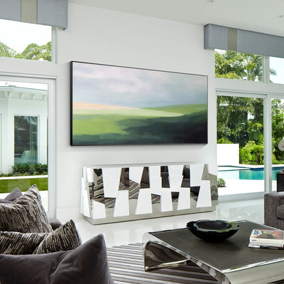 Green Mountain Landscape Painting: Abstract Acrylic Oversized Wall Art #3