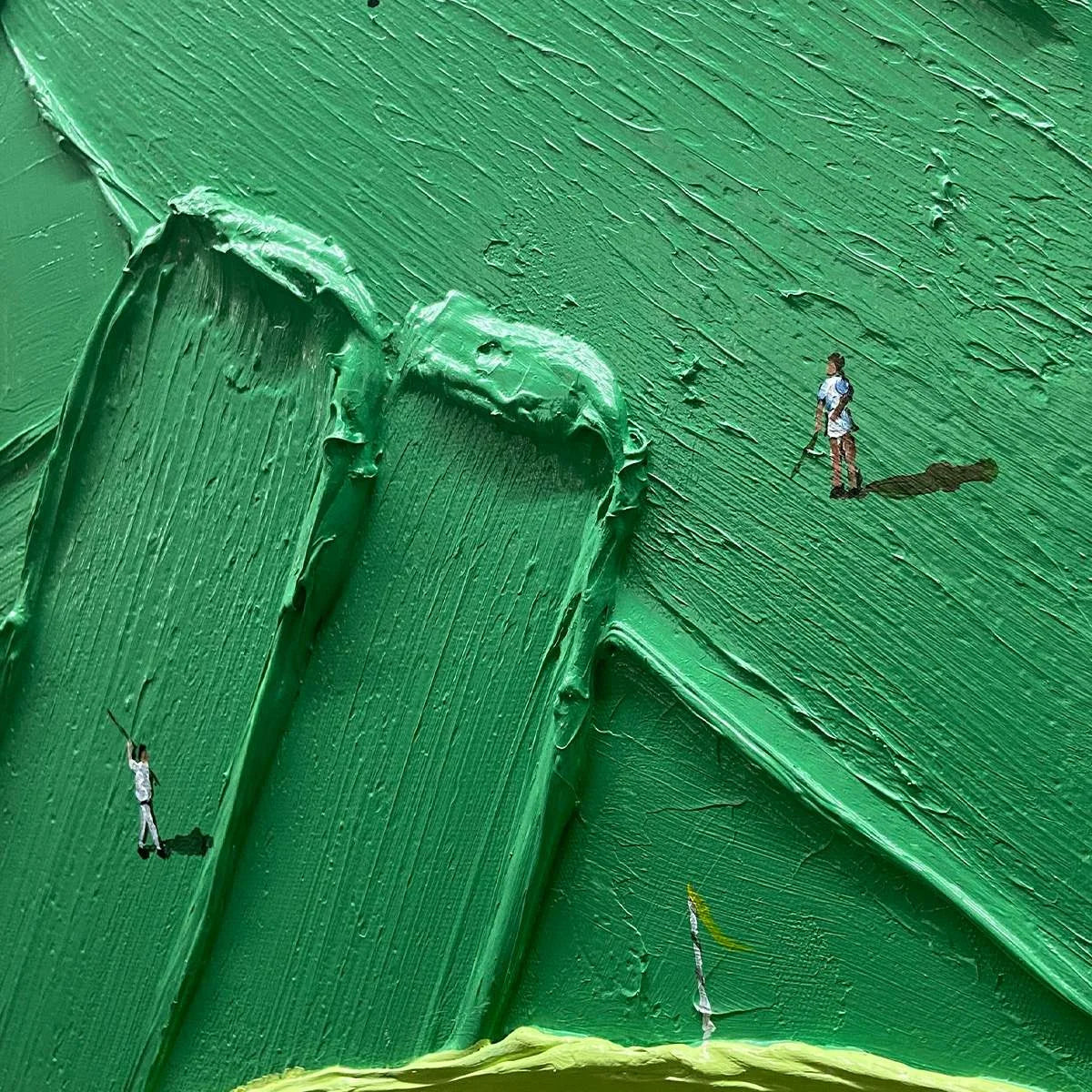 GREEN SWING: Textured Impasto Golf Scene Painting | rolled canvas, ready for custom framing