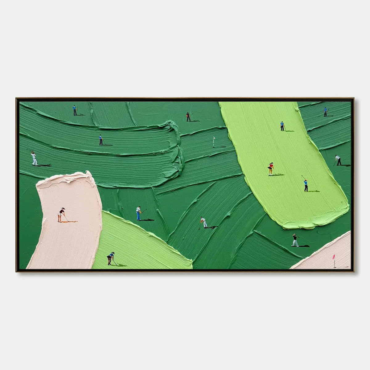 GREEN SWING: Textured Impasto Golf Scene Painting | hanging in living room, Figurative wall art