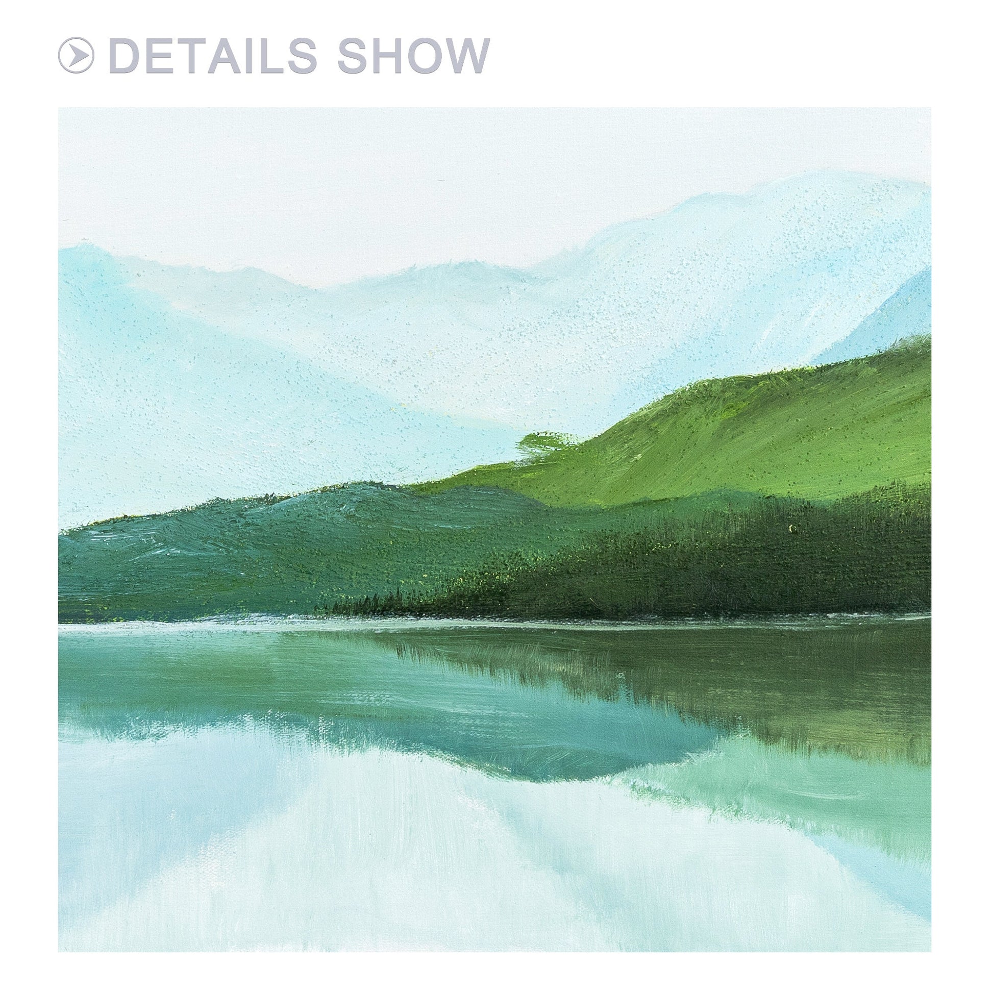 Green Watercolor Mountain Landscape Painting: Extra Large Wall Art #7