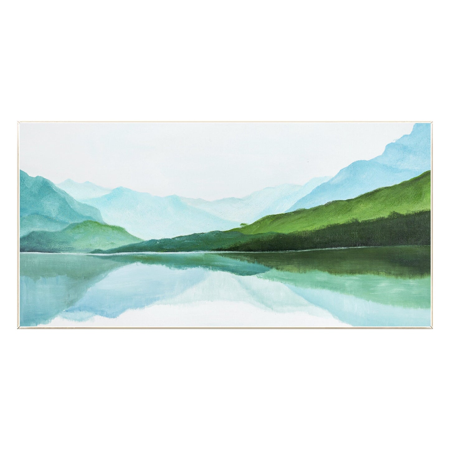 Green Watercolor Mountain Landscape Painting: Extra Large Wall Art #9