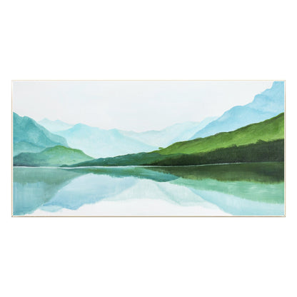 Green Watercolor Mountain Landscape Painting: Extra Large Wall Art #9