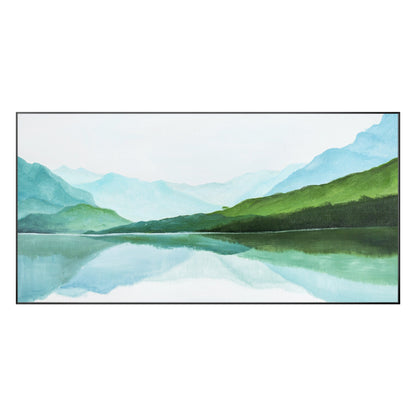 Green Watercolor Mountain Landscape Painting: Extra Large Wall Art #10