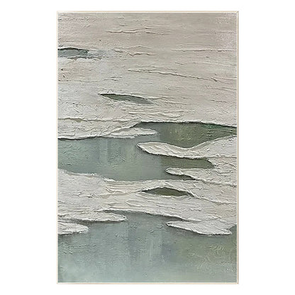 Green White 3D Texture Painting: Original Minimalist Canvas Wall Art #8