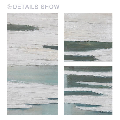 Green White 3D Texture Painting: Original Minimalist Canvas Wall Art #10