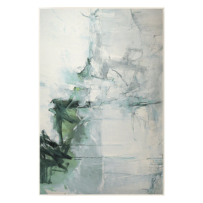 Green & White Abstract Painting on Canvas: Textured Extra Large Wall Art #8