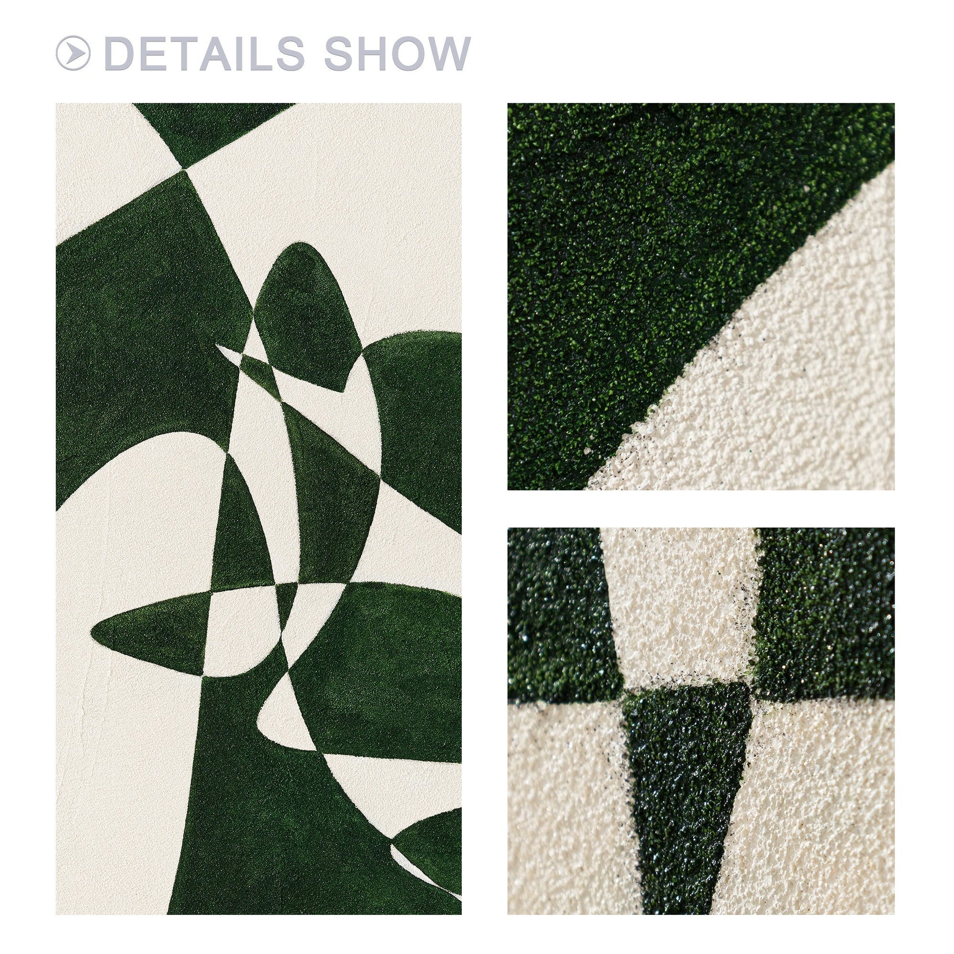 Green White Geometric Painting: Minimalist Square Canvas Wall Art #3