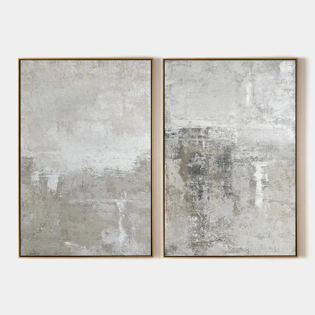 GREY ABSTRACT TEXTURED DIPTYCH: Textured Abstract Painting Set of 2, Vertical Wall Art | hanging in living room, Abstract wall art