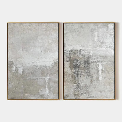 GREY ABSTRACT TEXTURED DIPTYCH: Textured Abstract Painting Set of 2, Vertical Wall Art | hanging in living room, Abstract wall art