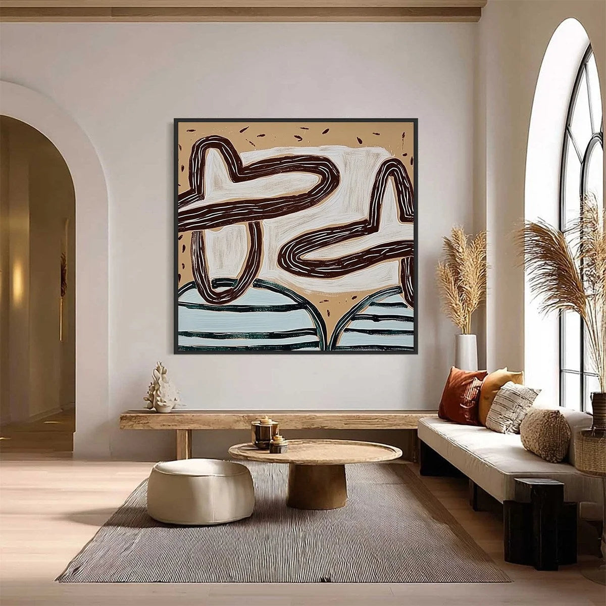 GROUNDED FLOW: Wabi Sabi Inspired Abstract Painting with Earthy Tones | Abstract closeup, raised brushwork detail