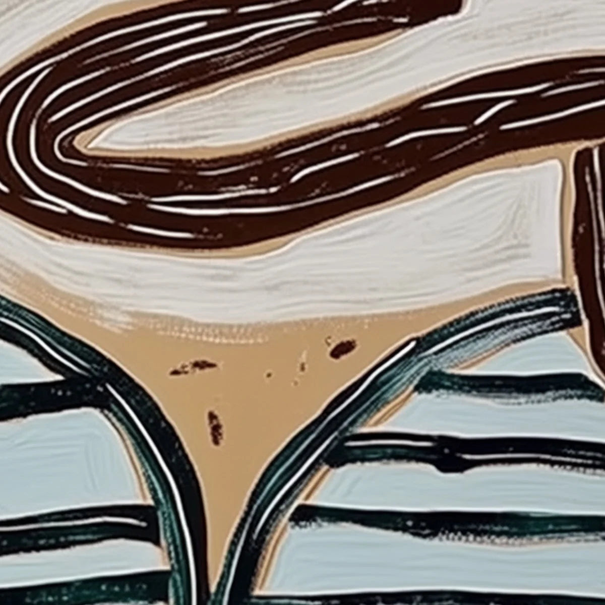 GROUNDED FLOW: Wabi Sabi Inspired Abstract Painting with Earthy Tones | rectangular format, hand-painted canvas edge