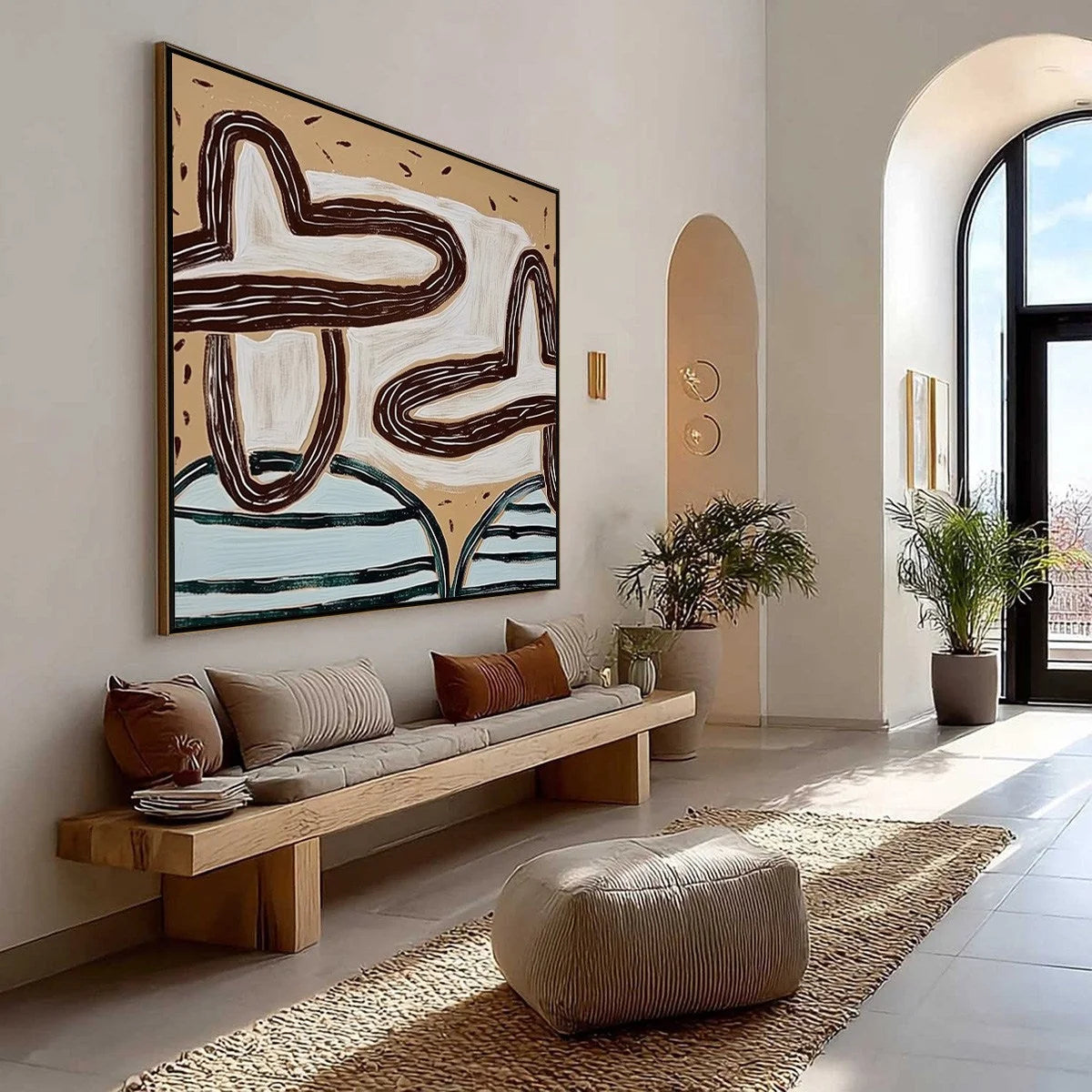 GROUNDED FLOW: Wabi Sabi Inspired Abstract Painting with Earthy Tones | Abstract mood, soft natural light studio shot