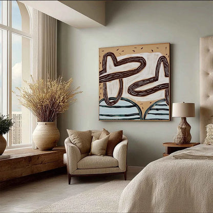 GROUNDED FLOW: Wabi Sabi Inspired Abstract Painting with Earthy Tones | multi-color palette, original oil on stretched canvas art