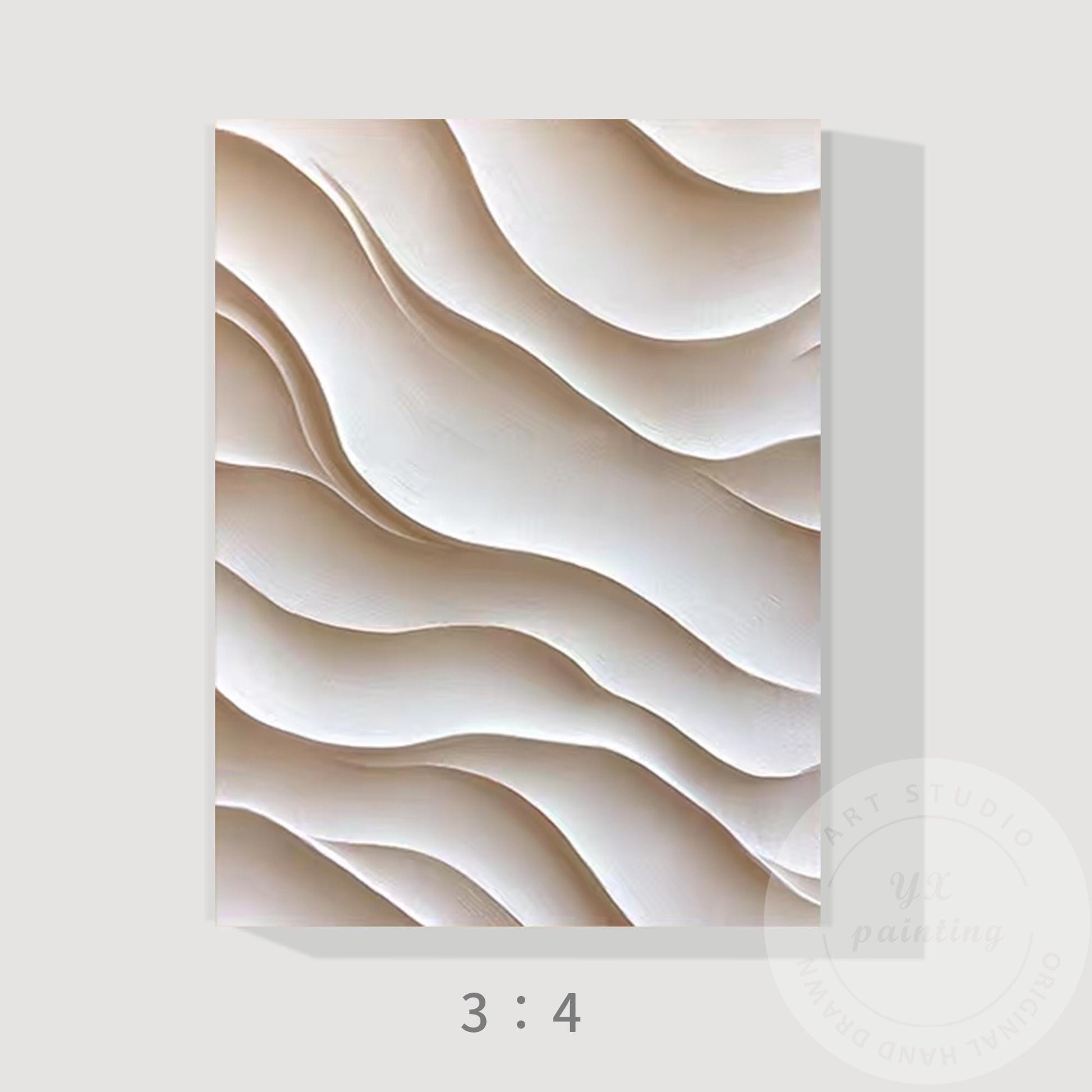 Hand Carved 3D Wood Abstract Wall Art, Neutral Beige Textured Wood Panel, Modern #7