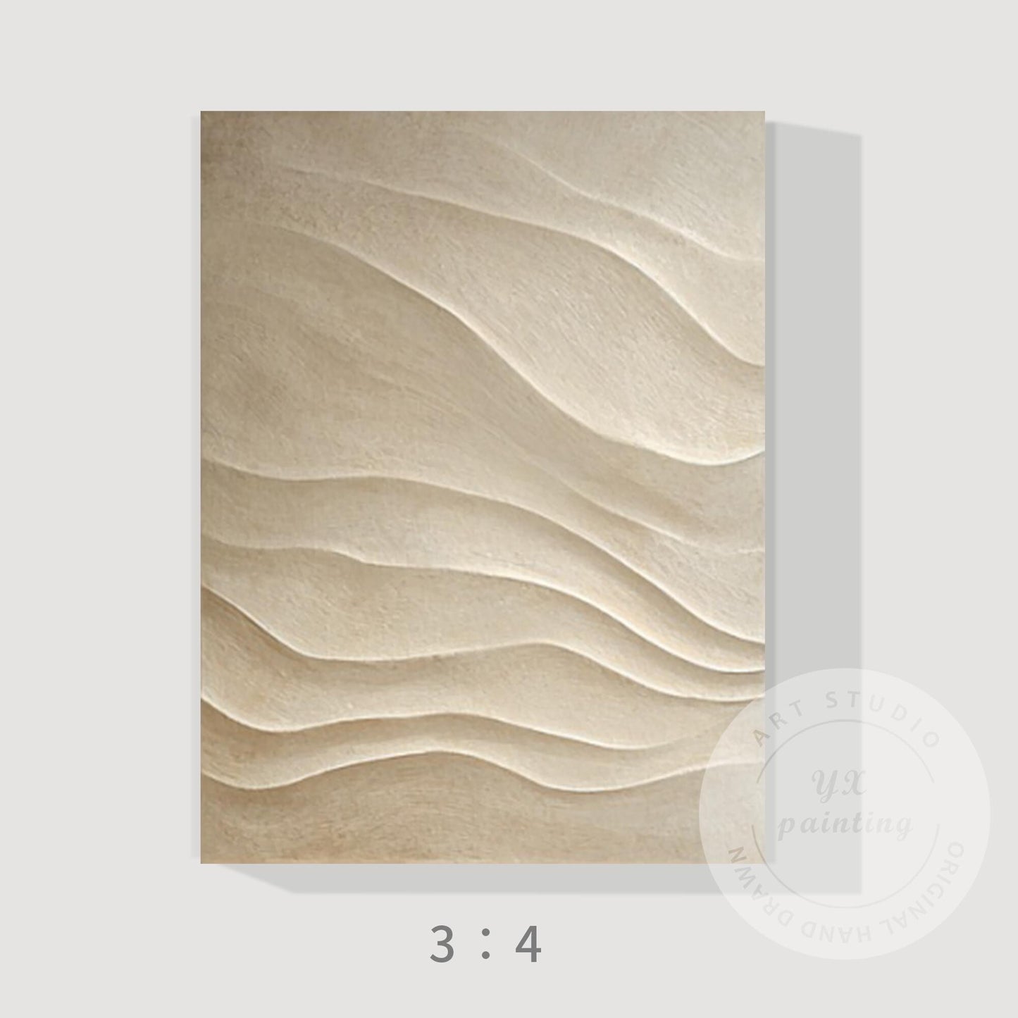 Hand Carved 3D Wood Abstract Wall Art, Neutral Beige Textured Wood Panel, Modern #9