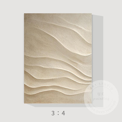 Hand Carved 3D Wood Abstract Wall Art, Neutral Beige Textured Wood Panel, Modern #9