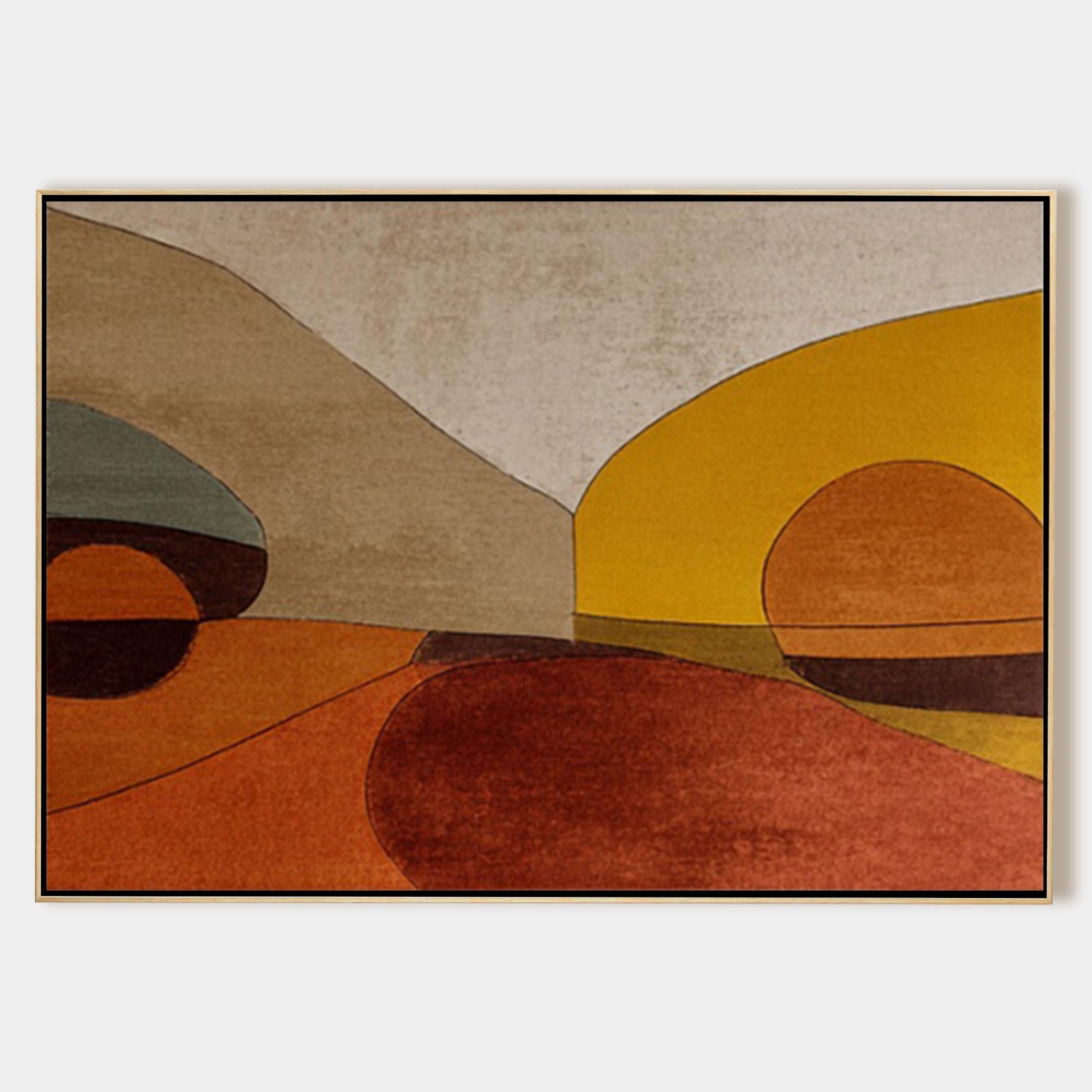 Hand Painted Abstract Landscape Wall Art, Modern Geometric Desert Painting, Terr #11
