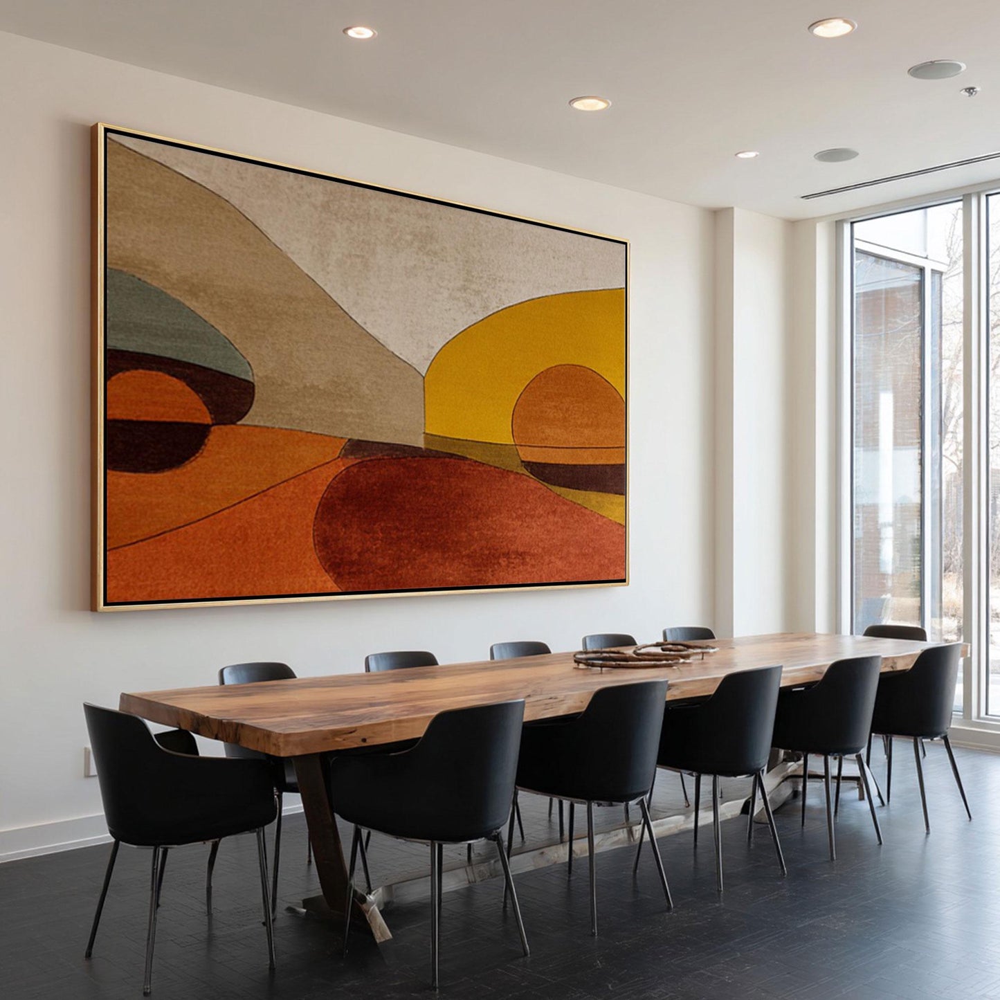 Hand Painted Abstract Landscape Wall Art, Modern Geometric Desert Painting, Terr #4