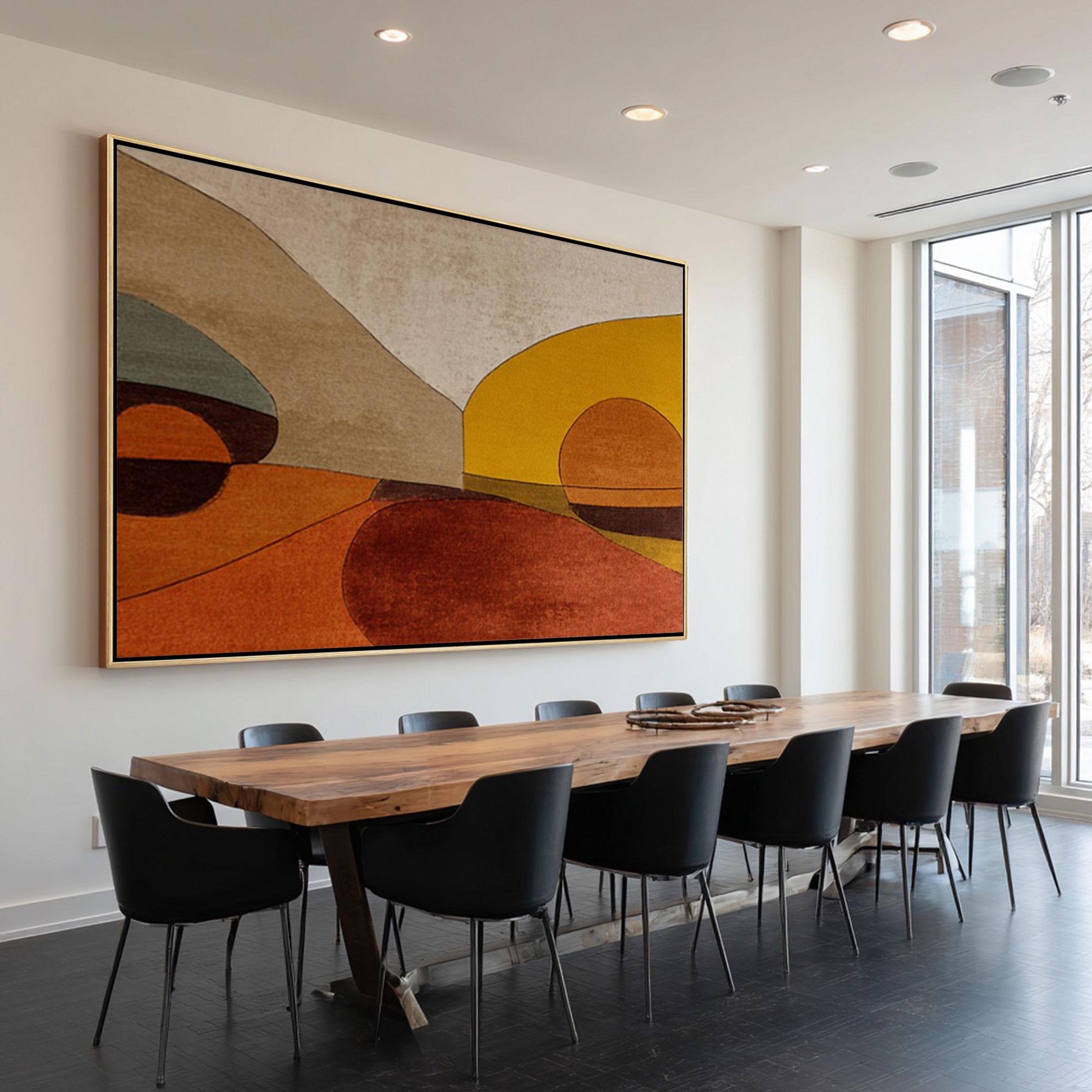 Hand Painted Abstract Landscape Wall Art, Modern Geometric Desert Painting, Terr #4