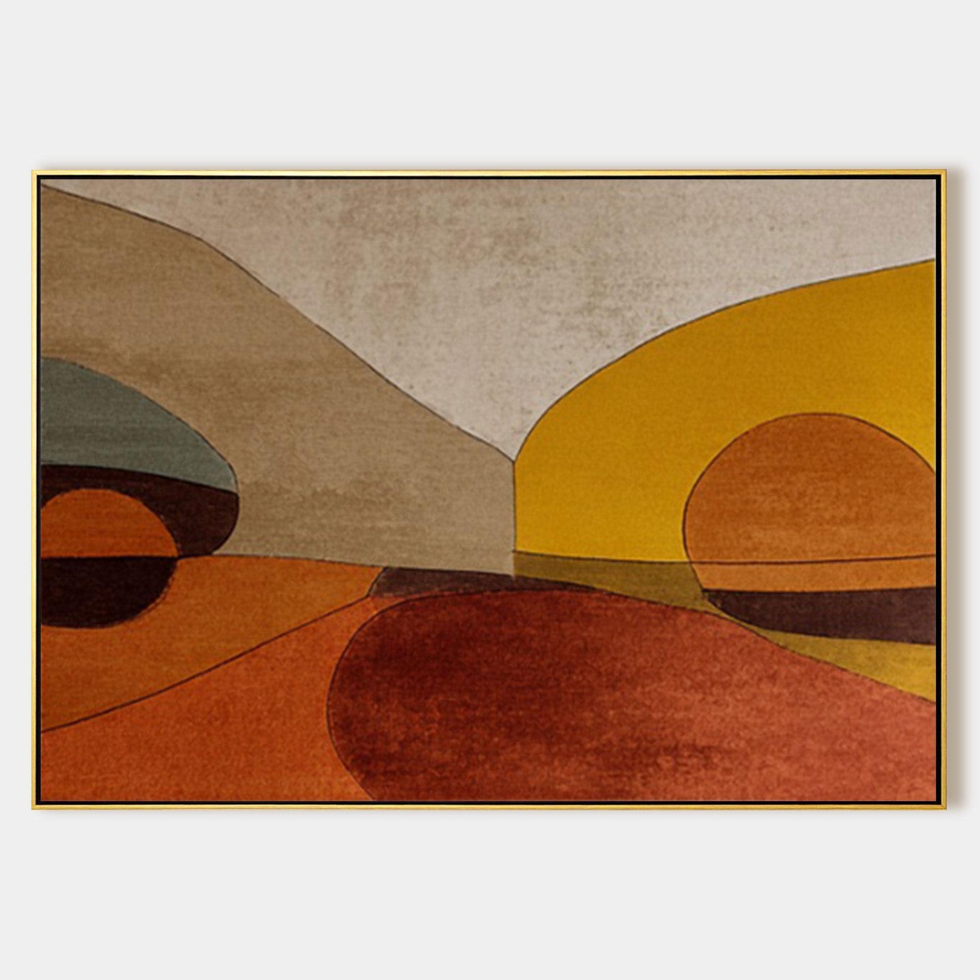 Hand Painted Abstract Landscape Wall Art, Modern Geometric Desert Painting, Terr #8